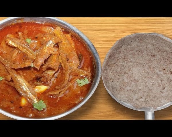 Raagi Kali with Dry Fish Curry